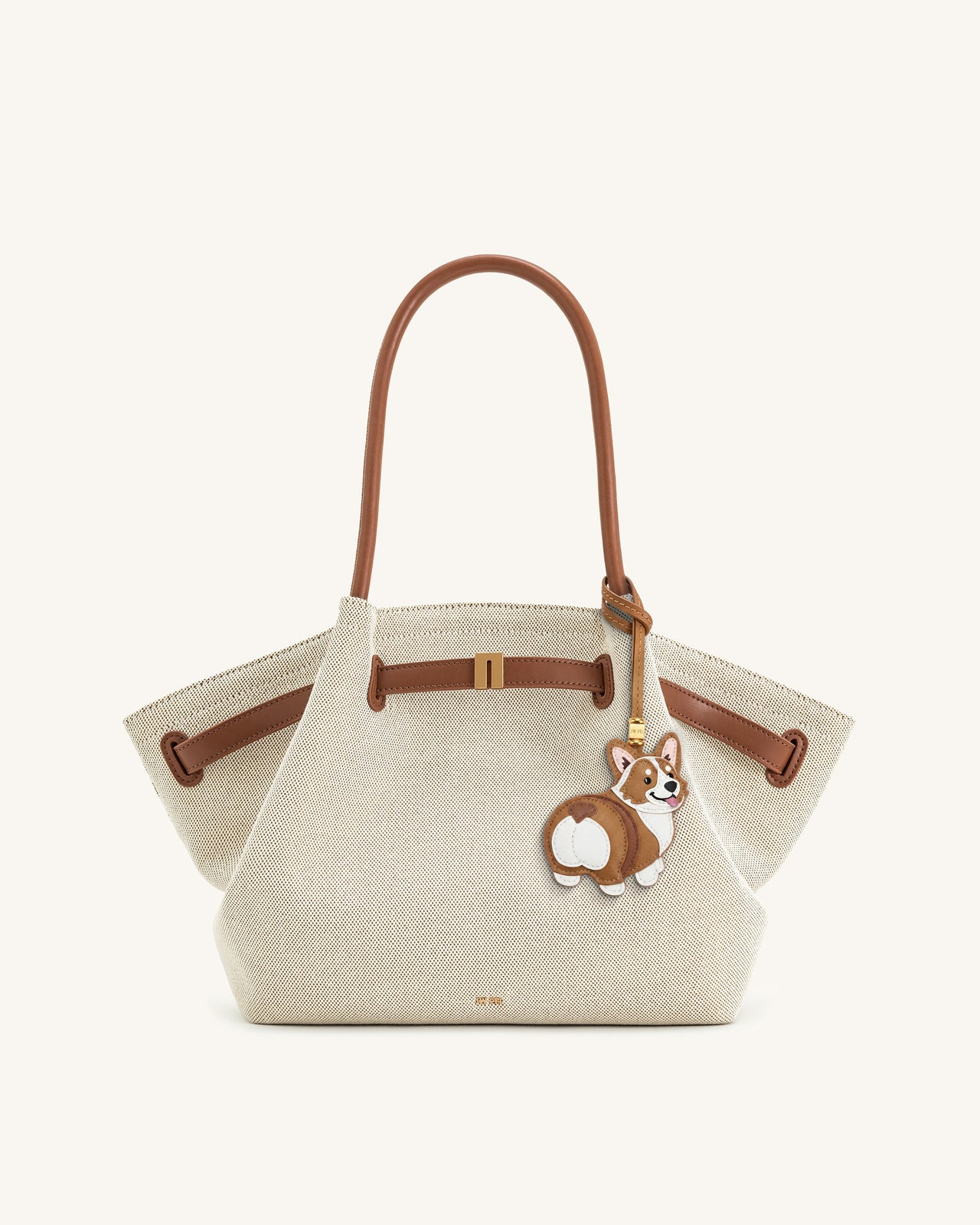 Breloque sac corgi - Beige multicolore