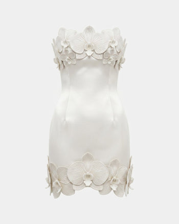 Orchid Mini Robe Bandeau avec Garniture - Blanc