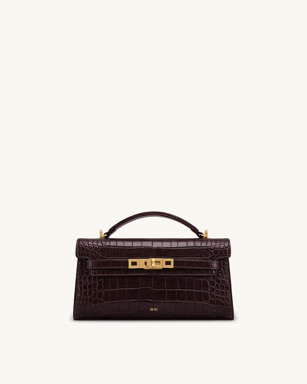 Sac à main supérieur Noor - Crocodile marron foncé