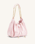 Rowan Sac seau à cordon de serrage froncé avec chaîne - Crocodile rose