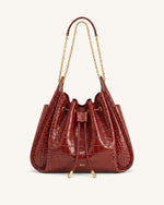 Rowan Sac seau à cordon de serrage froncé avec chaîne - Crocodile rouge foncé