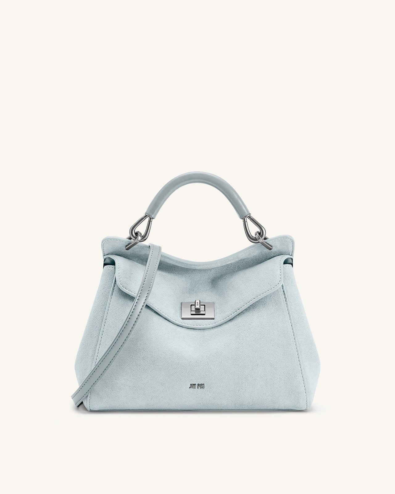 Lucia Sac à main classique en faux daim à poignée supérieure - Bleu clair