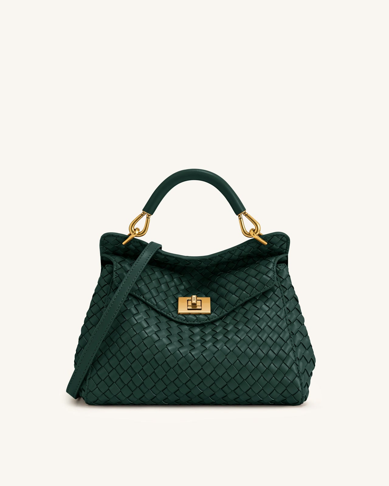 Lucia Sac à main classique tissé à poignée supérieure - Vert forêt