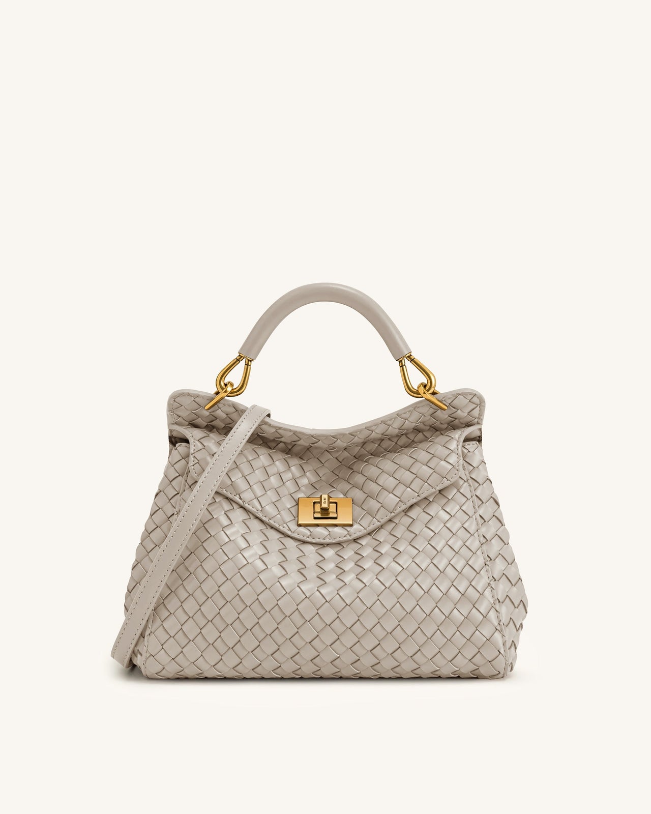 Lucia Sac à main classique tissé à poignée supérieure - Gris boue