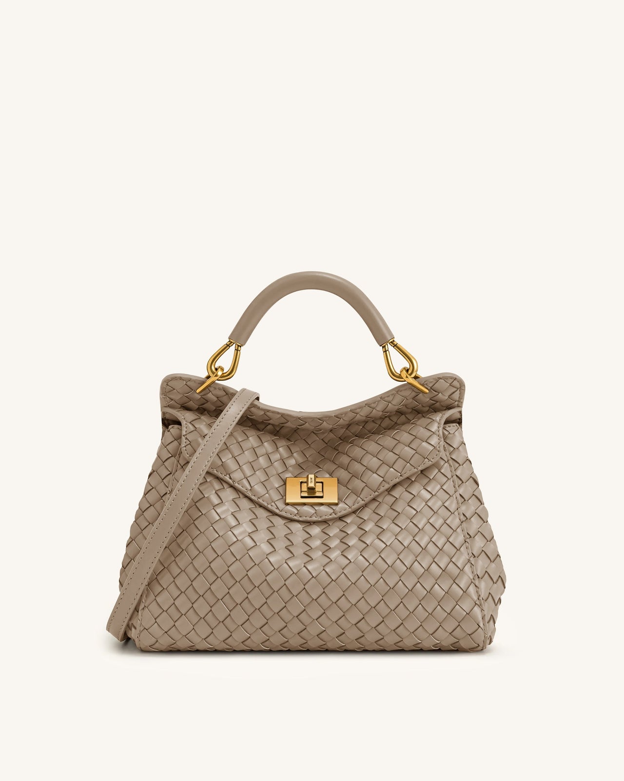 Lucia Sac à main classique tissé à poignée supérieure - Taupe