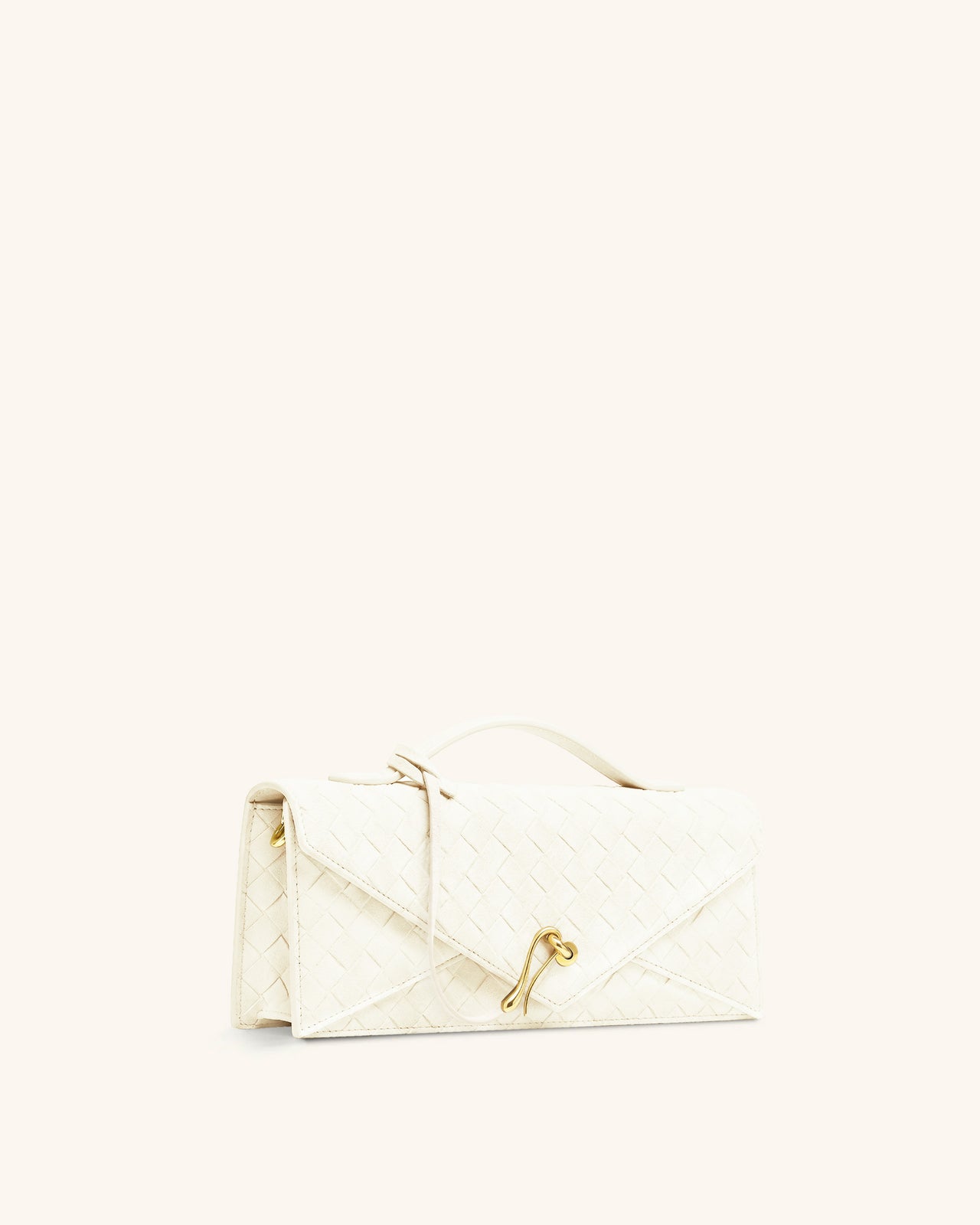 Celeste Sac à Poignée Enveloppe Texturé Tressé en Faux Daim - Blanc