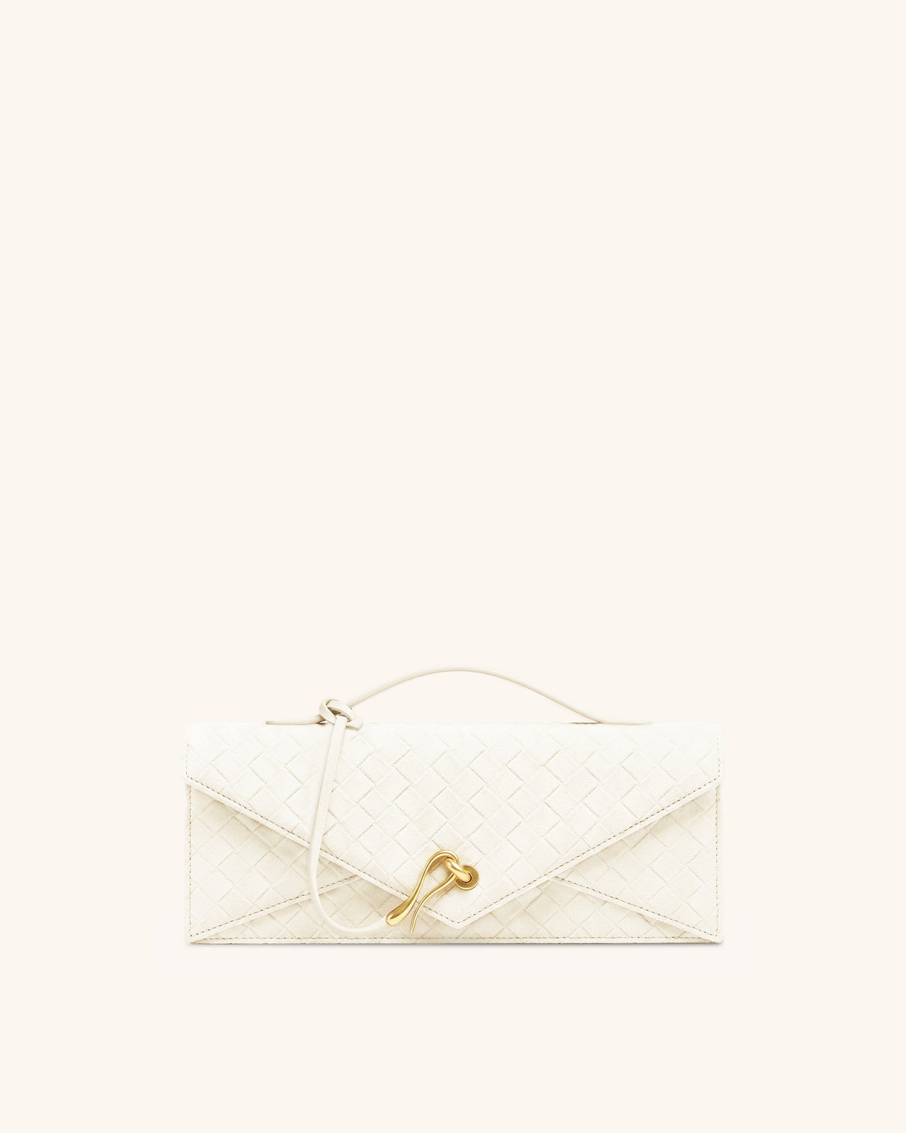 Celeste Sac à Poignée Enveloppe Texturé Tressé en Faux Daim - Blanc