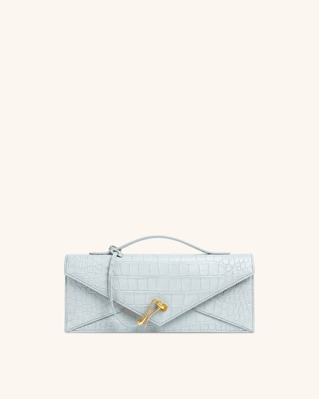 Celeste Sac à Poignée Enveloppe - Croco Bleu Clair
