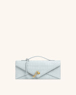 Celeste Sac à Poignée Enveloppe - Croco Bleu Clair