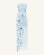 Robe brodée d'orchidées – Bleu Clair