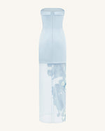 Robe brodée d'orchidées – Bleu Clair