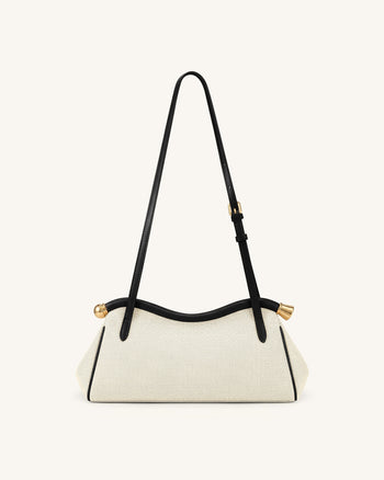Naomi Sac à Bandoulière Incurvé - Toile Noire