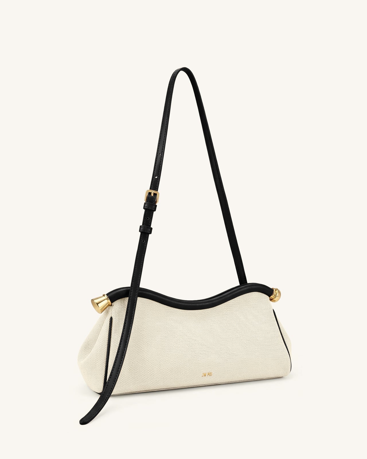 Naomi Sac à Bandoulière Incurvé - Toile Noire