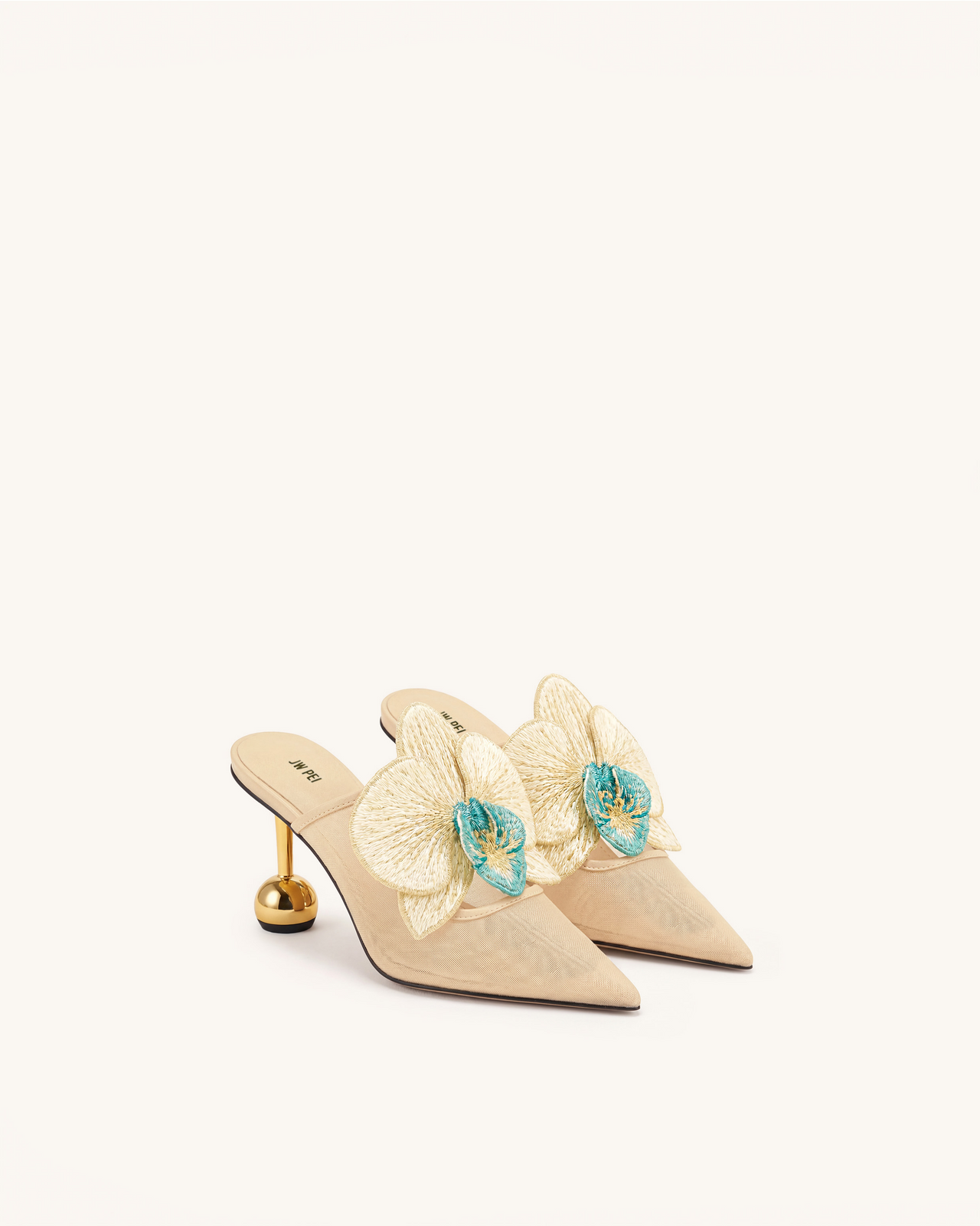 Sofia Mules à talon sphère orchidée - Beige