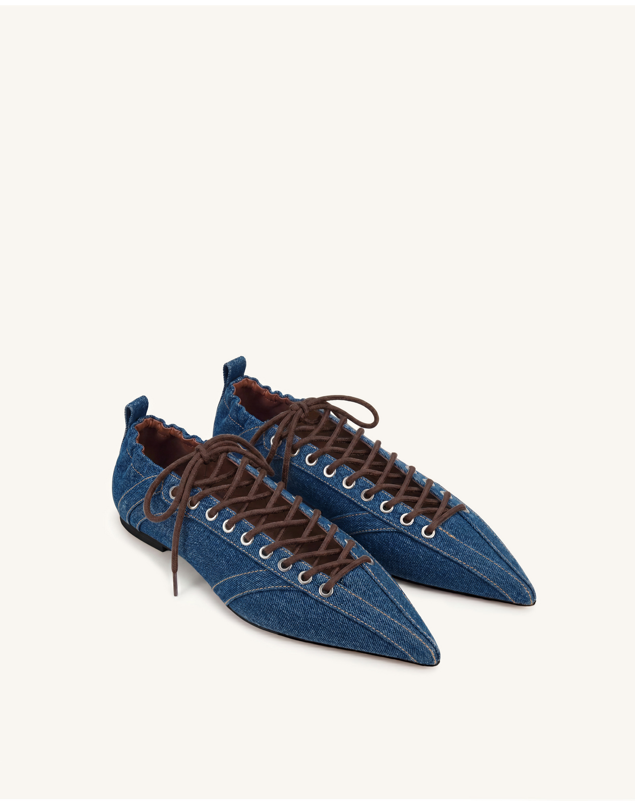 Ava Ballerines à lacets - Bleu jean