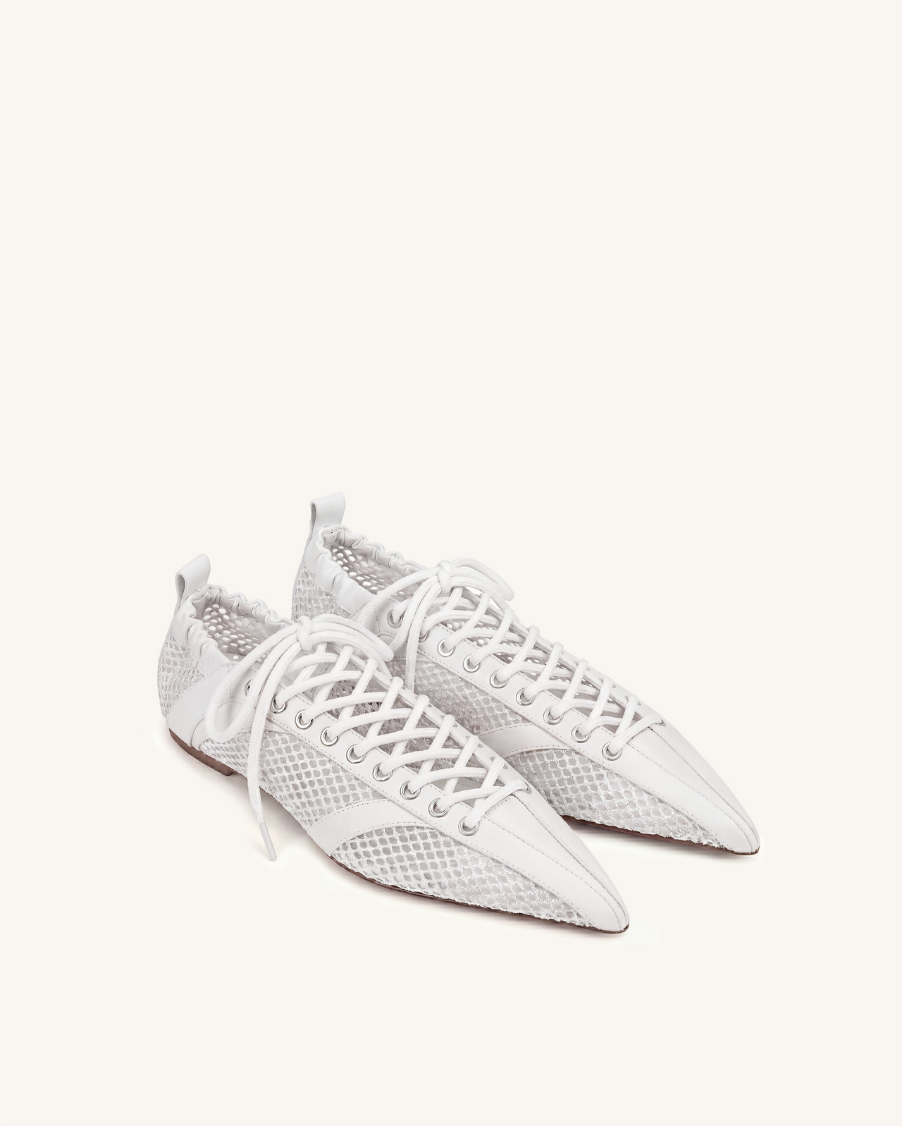 Ava Ballerines en mesh à lacets - Blanc