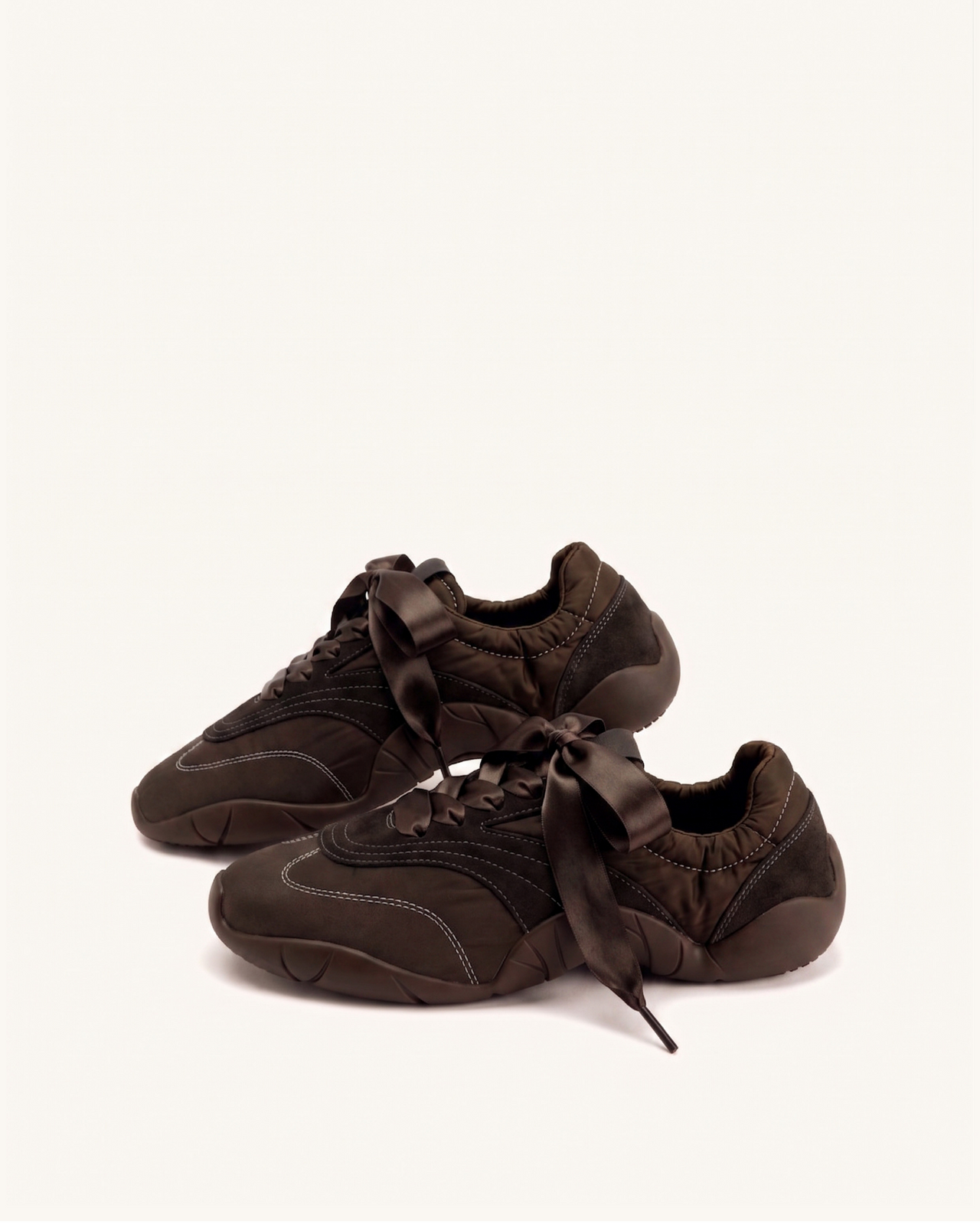 Flavia Baskets ballerines à lacets ruban - Marron foncé
