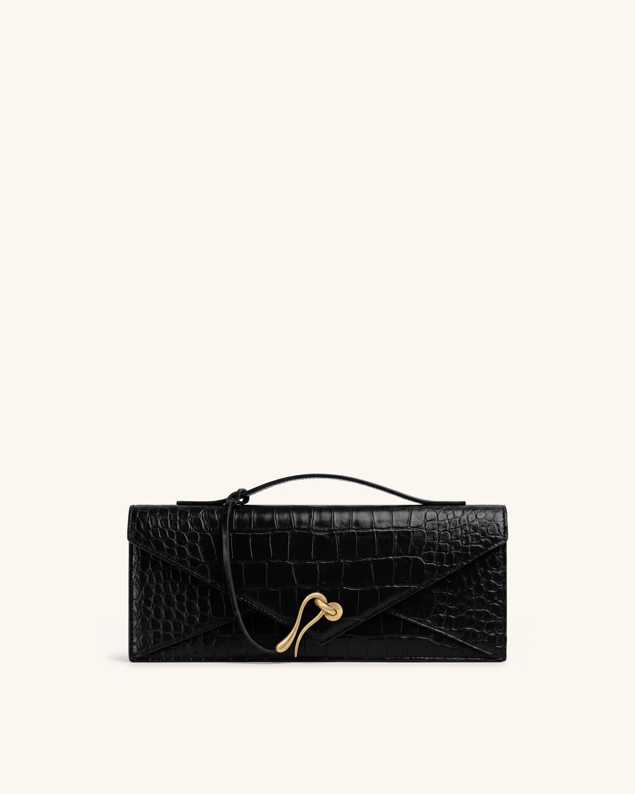 Celeste Sac à Poignée Enveloppe - Croco Noir