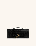 Celeste Sac à Poignée Enveloppe - Croco Noir