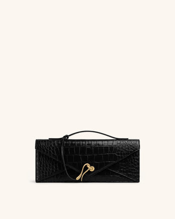 Celeste Sac à Poignée Enveloppe - Croco Noir