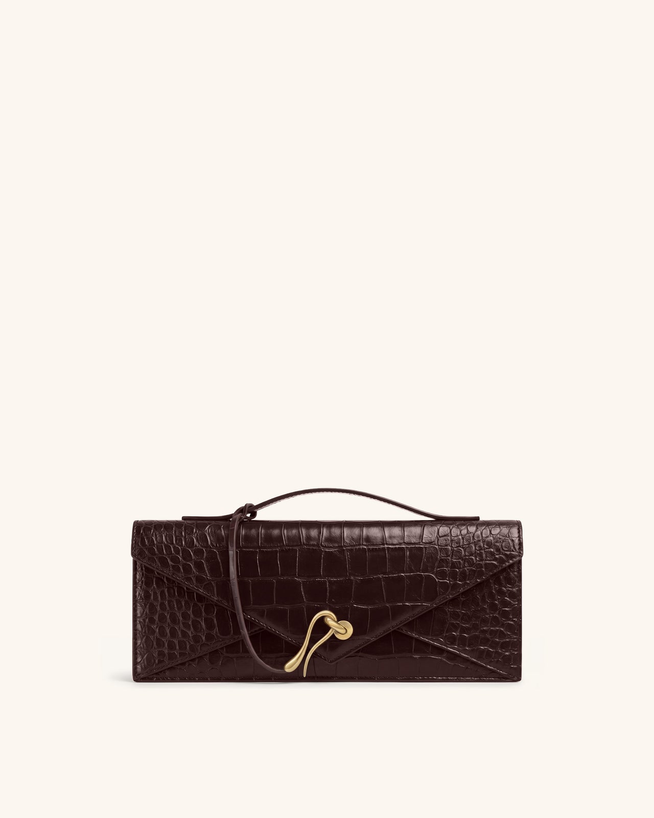 Celeste Sac à Poignée Enveloppe - Croco Marron Foncé