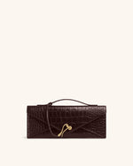 Celeste Sac à Poignée Enveloppe - Croco Marron Foncé