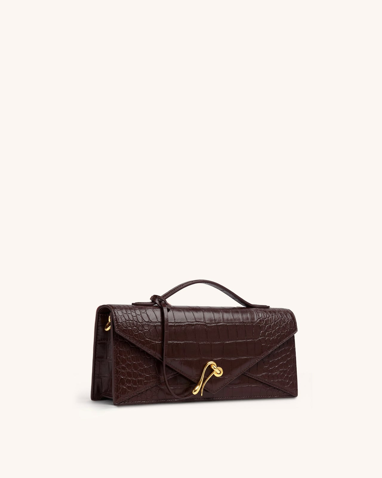 Celeste Sac à Poignée Enveloppe - Croco Marron Foncé