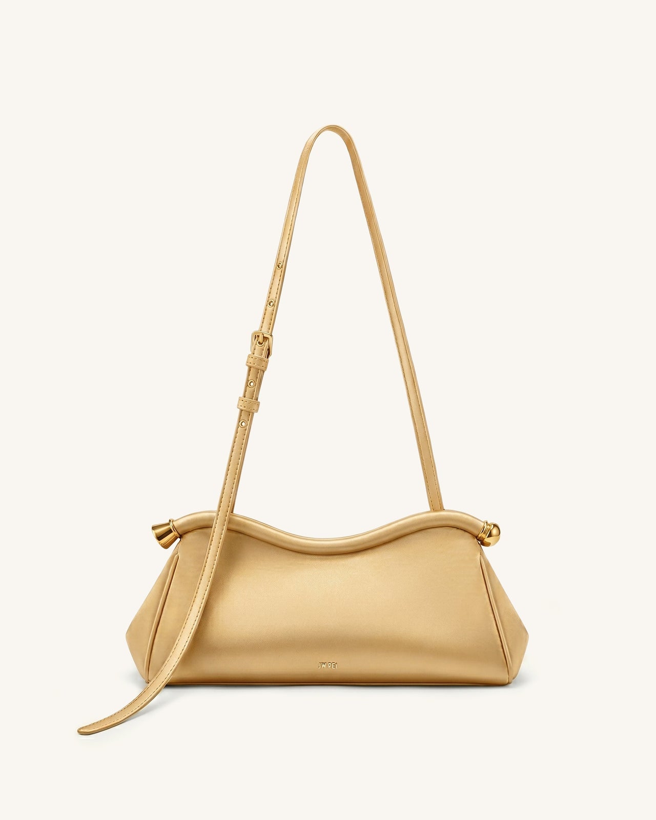 Naomi Sac d'épaule incurvé en satin - Or champagne