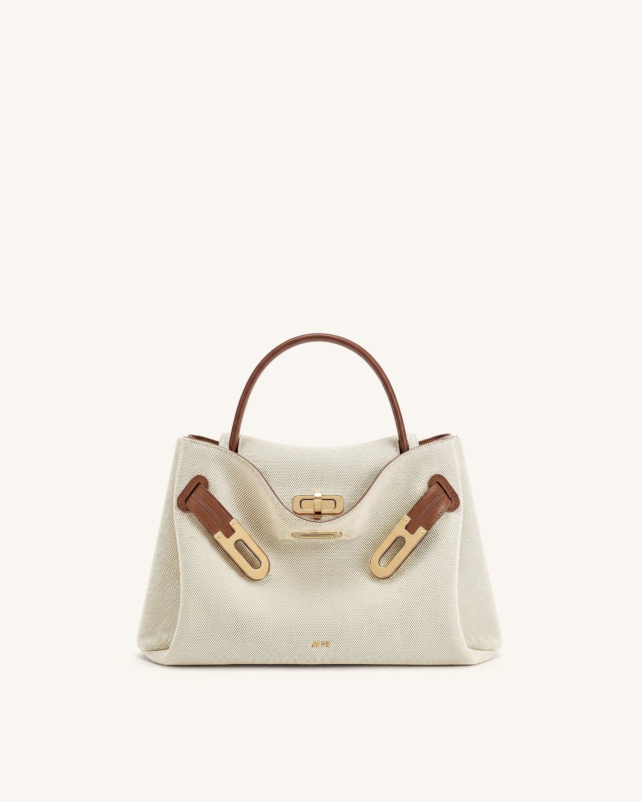 Rhea Petit sac d'épaule à double boucle en toile marron