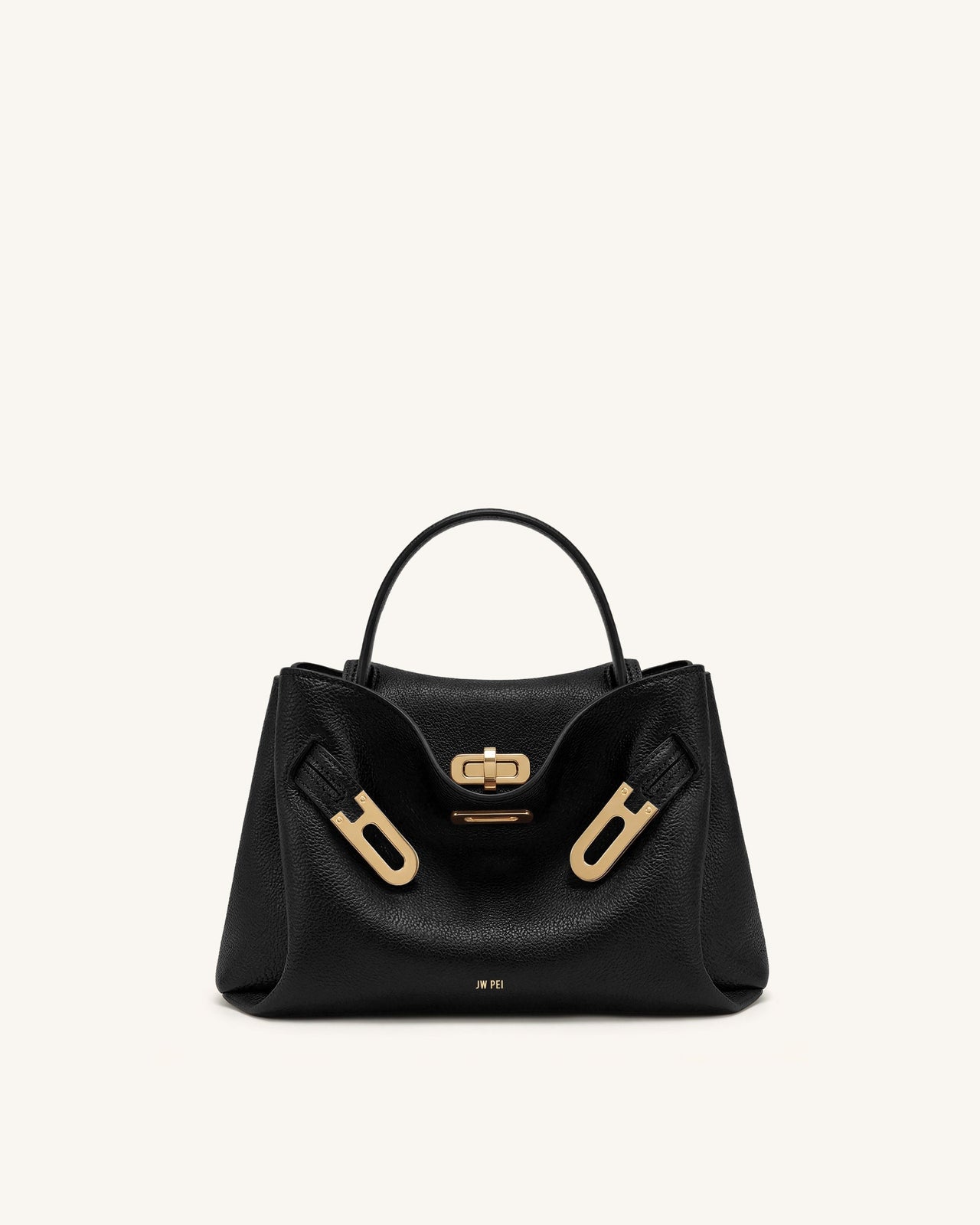 Rhea Petit sac d'épaule grainé à double boucle - Noir
