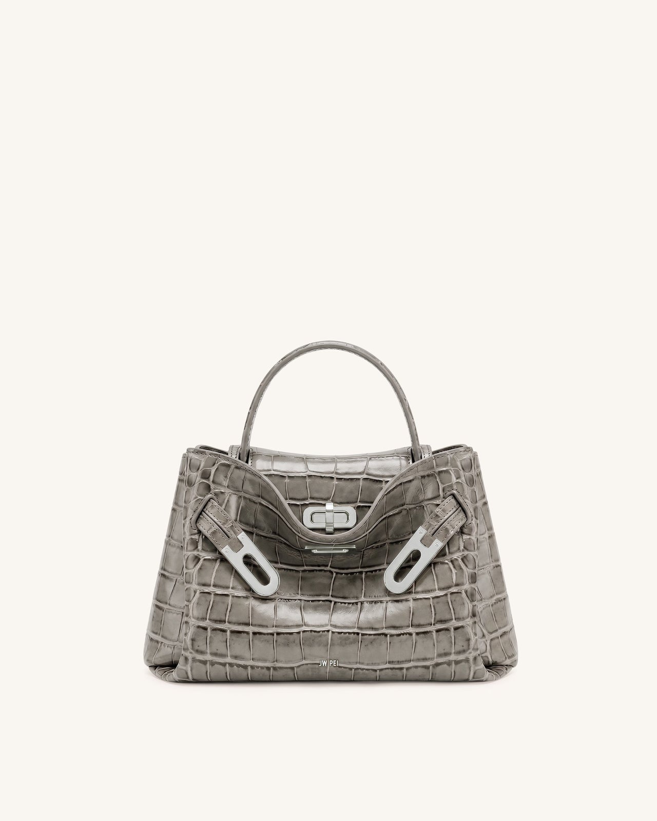 Rhea Petit sac d'épaule à double boucle - Crocodile gris
