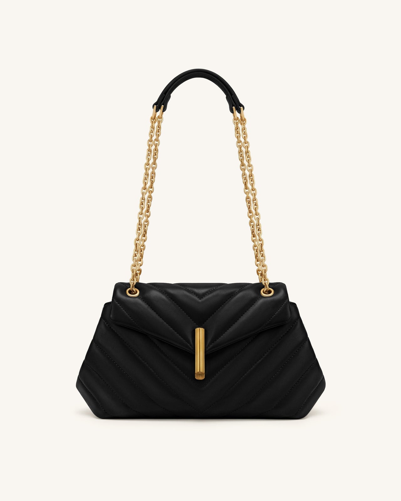 Valerie Sac porté épaule matelassé à rabat et chaîne - Noir