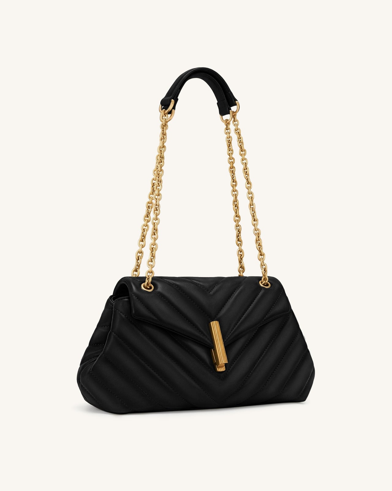 Valerie Sac porté épaule matelassé à rabat et chaîne - Noir