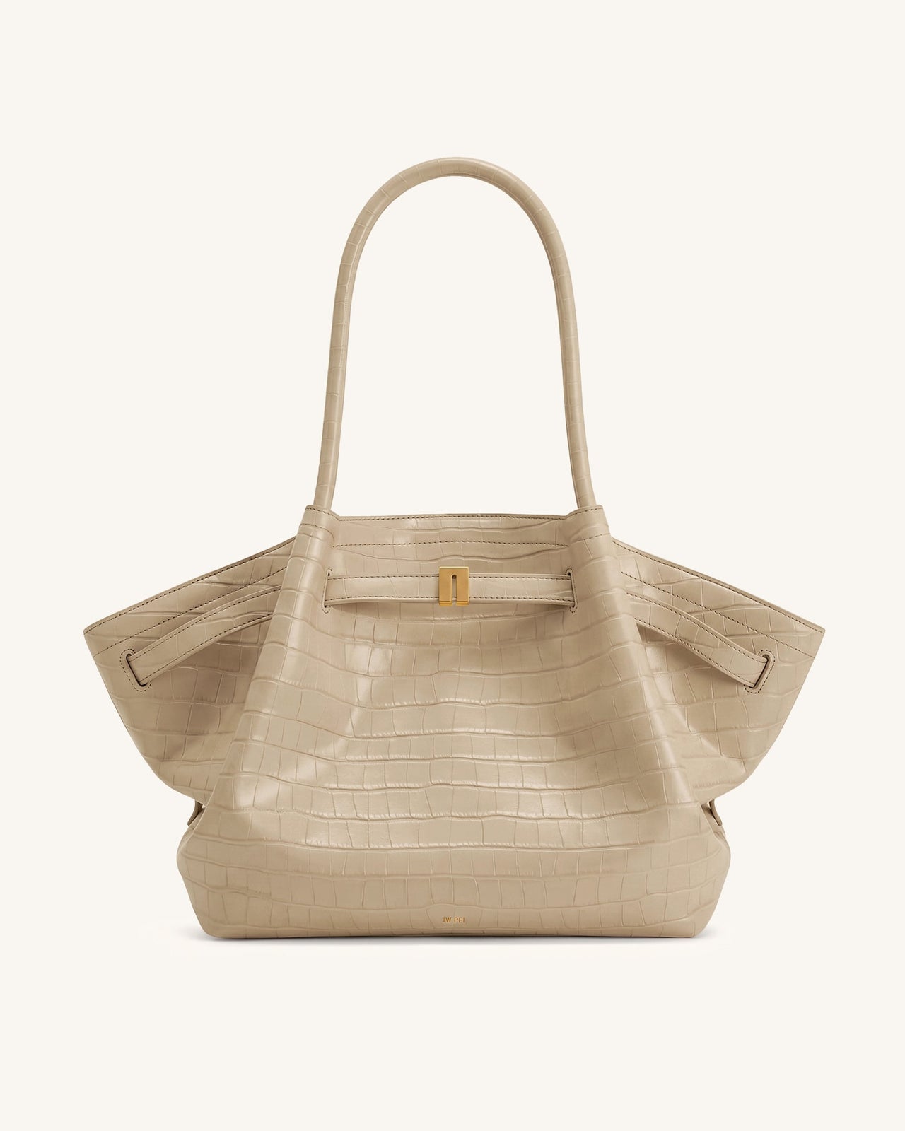 Hana Grand sac cabas aspect crocodile - Gris éléphant