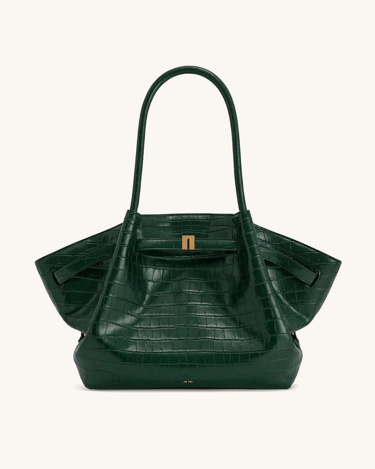 Hana Grand sac cabas aspect crocodile - Vert