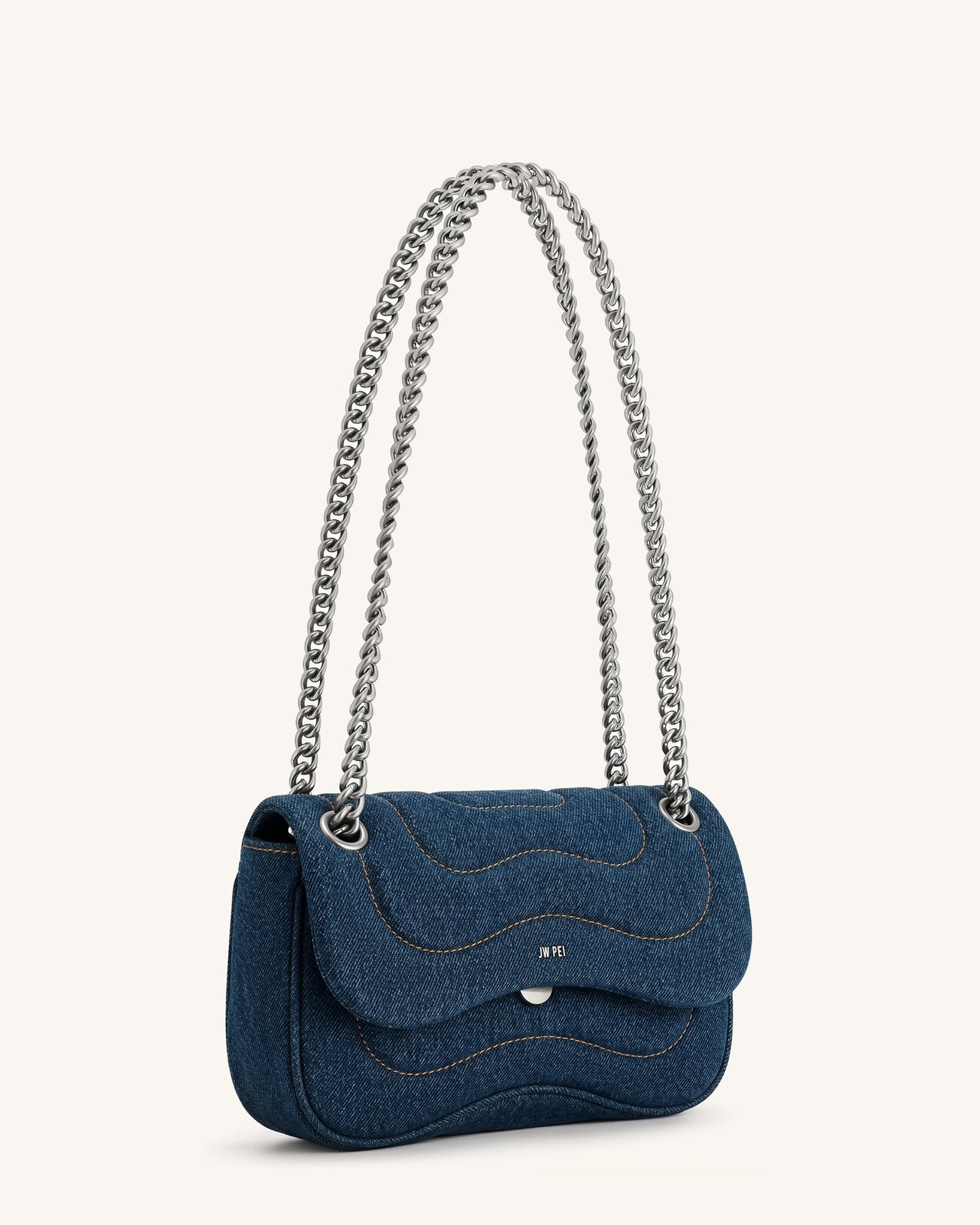 Tina Sac bandoulière matelassé à chaîne - Denim bleu