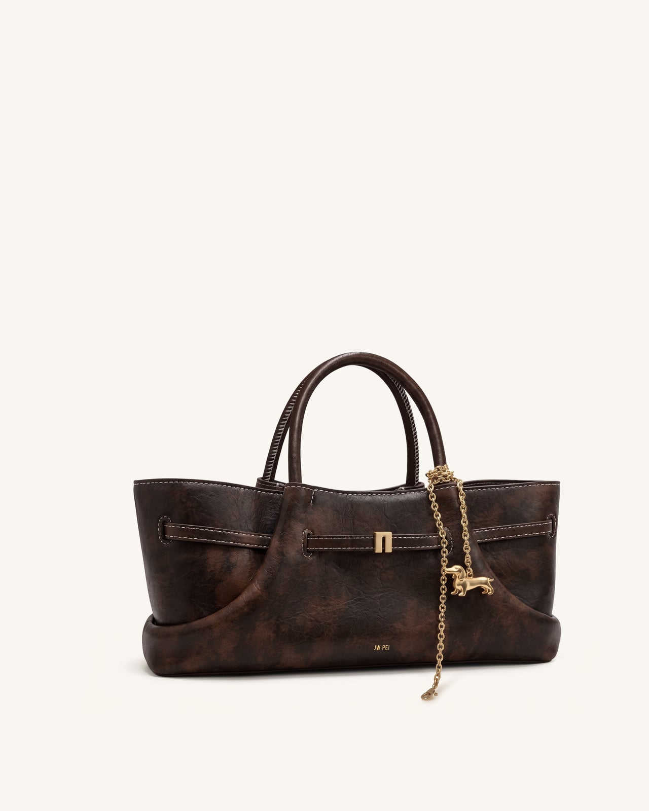 Maeve Sac fourre-tout avec breloque en métal teckel - Café foncé