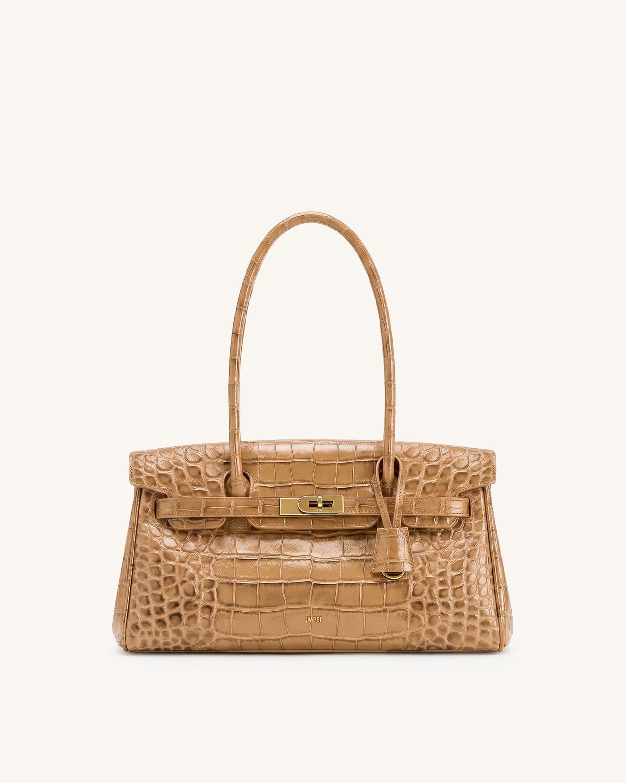 Yara Sac porté épaule - Kaki clair effet croco