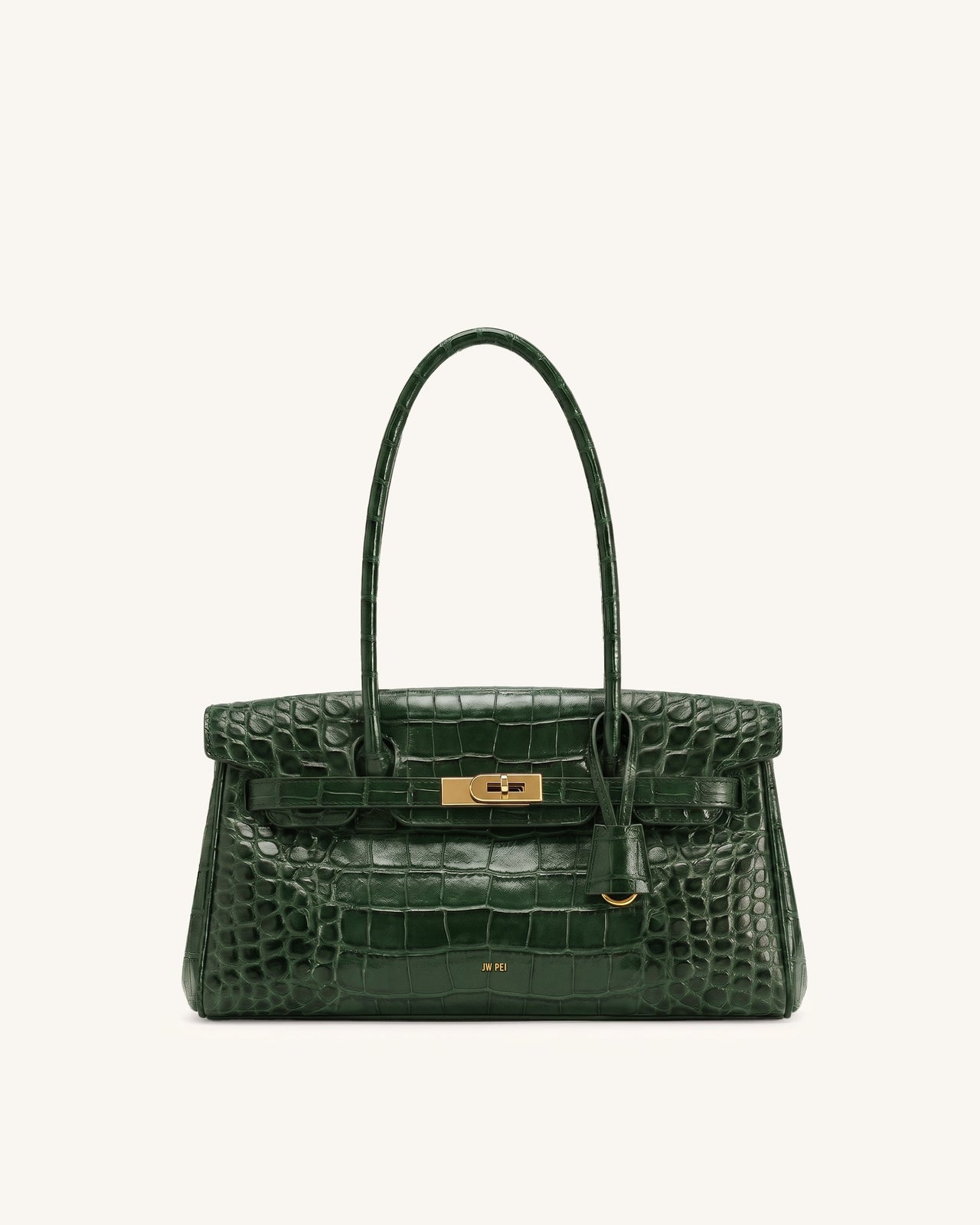 Yara Sac porté épaule - Vert foncé effet croco