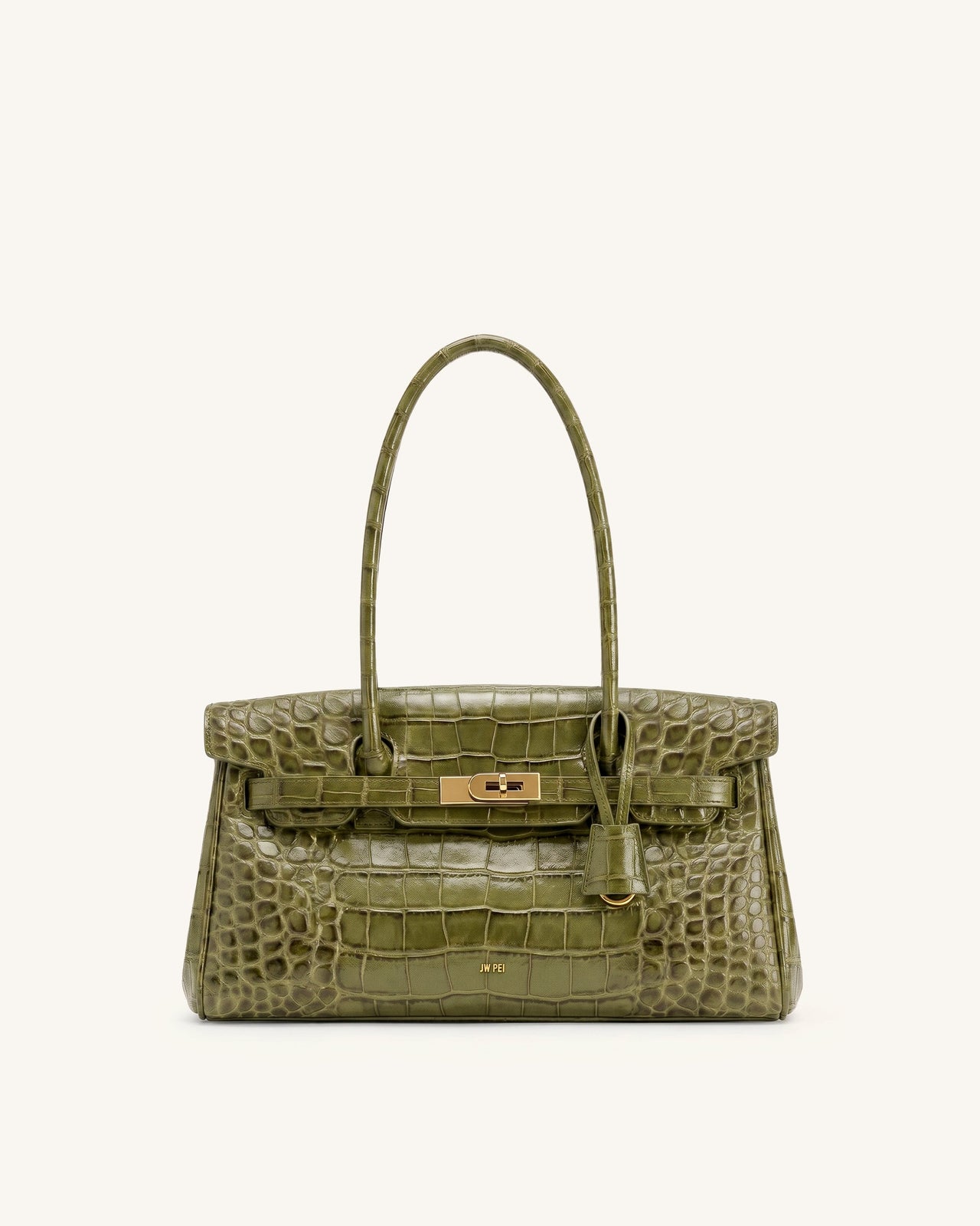 Yara Sac porté épaule - Vert gazon effet croco