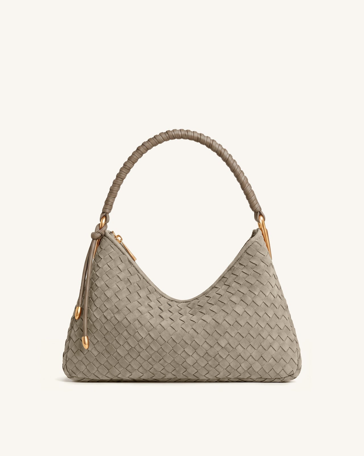 Lorena Sac à bandoulière tissé en faux daim - Taupe pierre