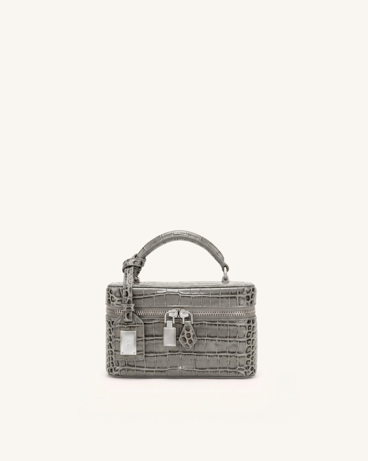 Cleo Sac à poignée supérieure forme boîte - Gris effet croco