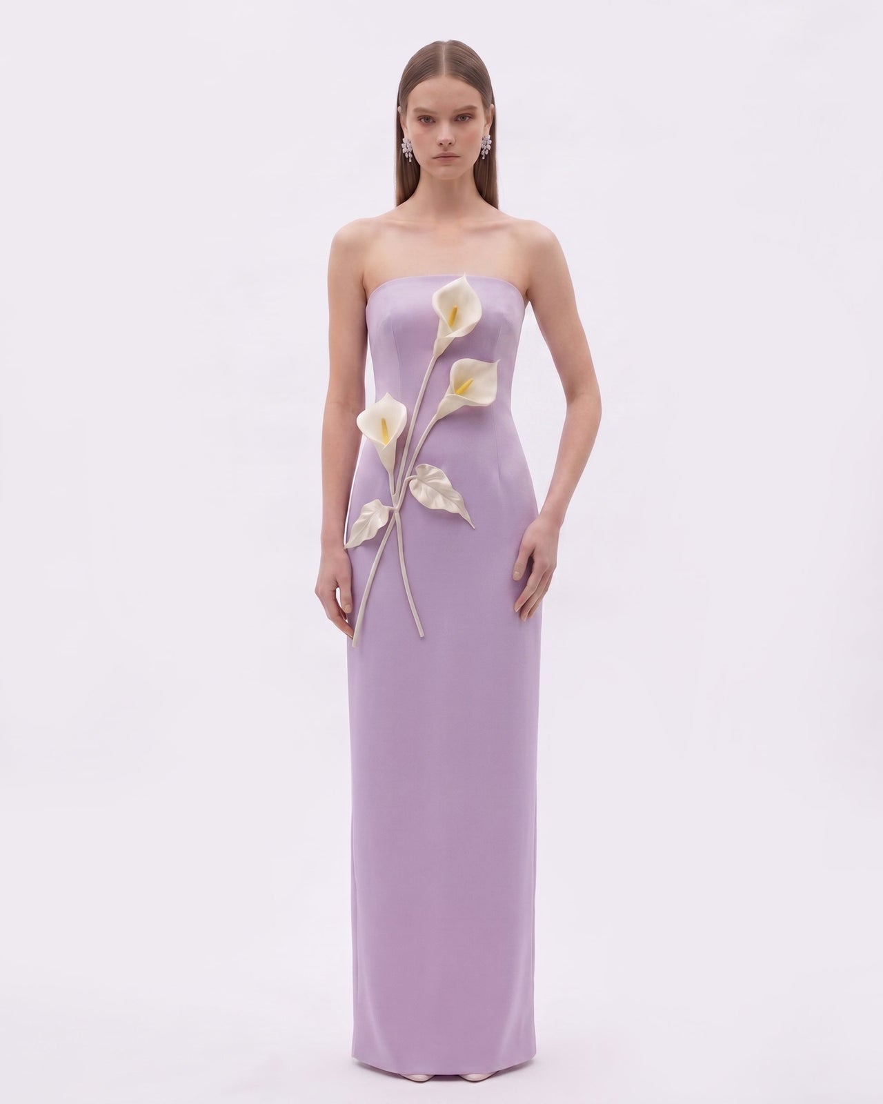 Robe bustier à appliqués floraux - Violet