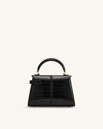 Sac à poignée supérieure Elise - Crocodile noir