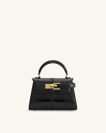 Sac à poignée supérieure Elise - Crocodile noir