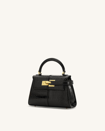 Sac à poignée supérieure Elise - Crocodile noir