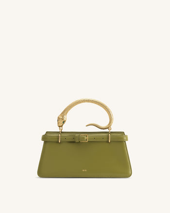 Elena Sac à main à poignée serpent - Vert matcha