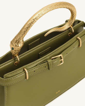 Elena Sac à main à poignée serpent - Vert matcha