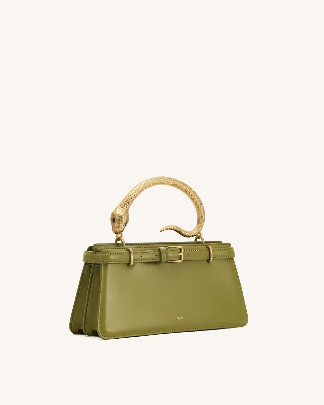 Elena Sac à main à poignée serpent - Vert matcha