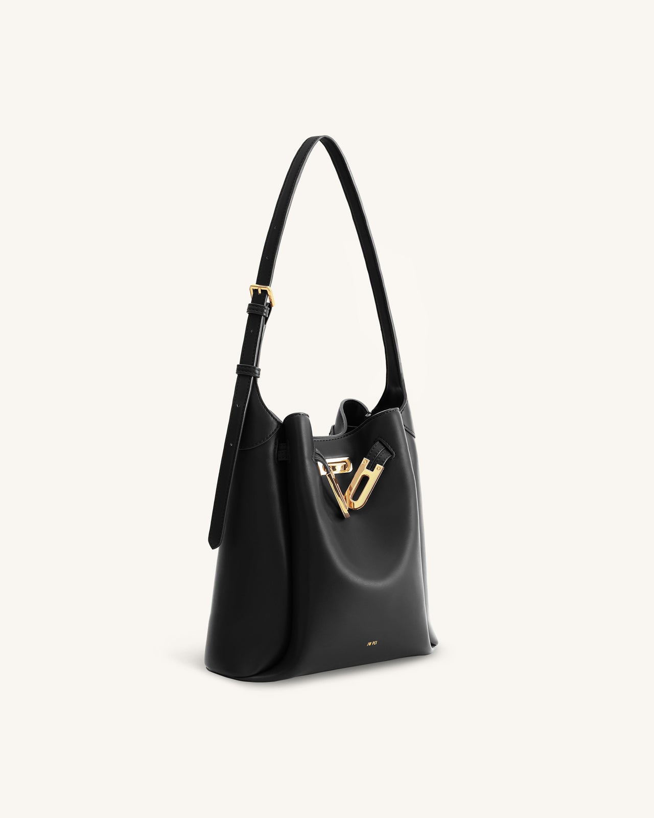Sac hobo à double boucle Charlene - Noir